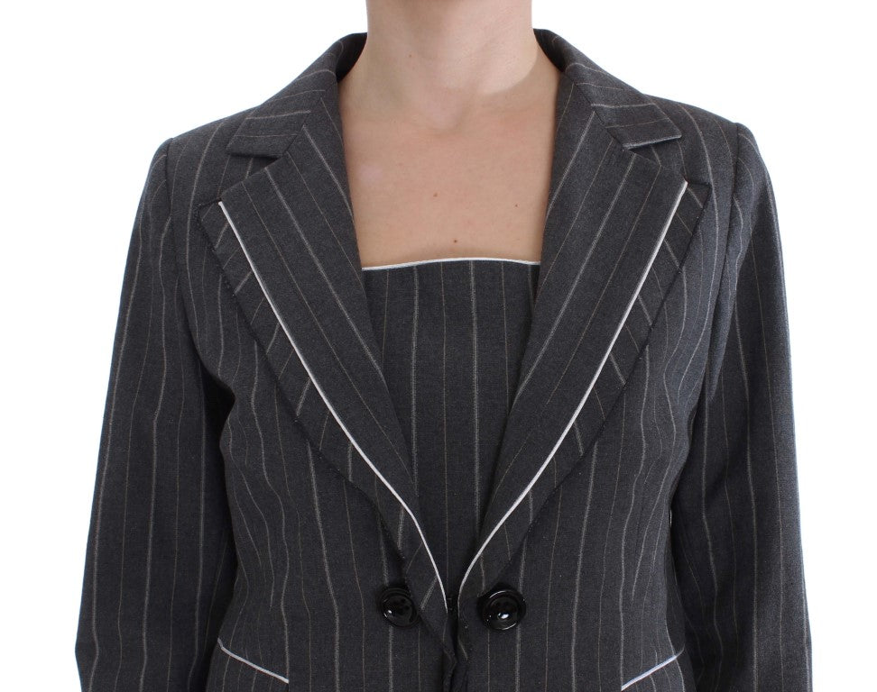 Bencivenga Grey Stretch Suit Sheath Dress & Blazer Set