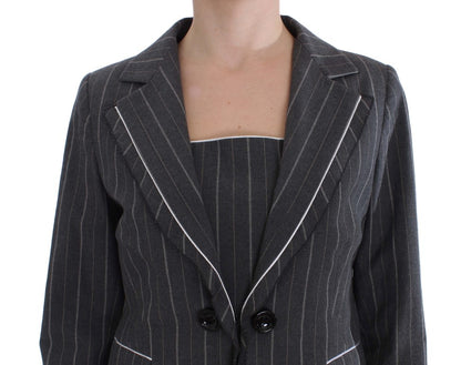 Bencivenga Grey Stretch Suit Sheath Dress & Blazer Set