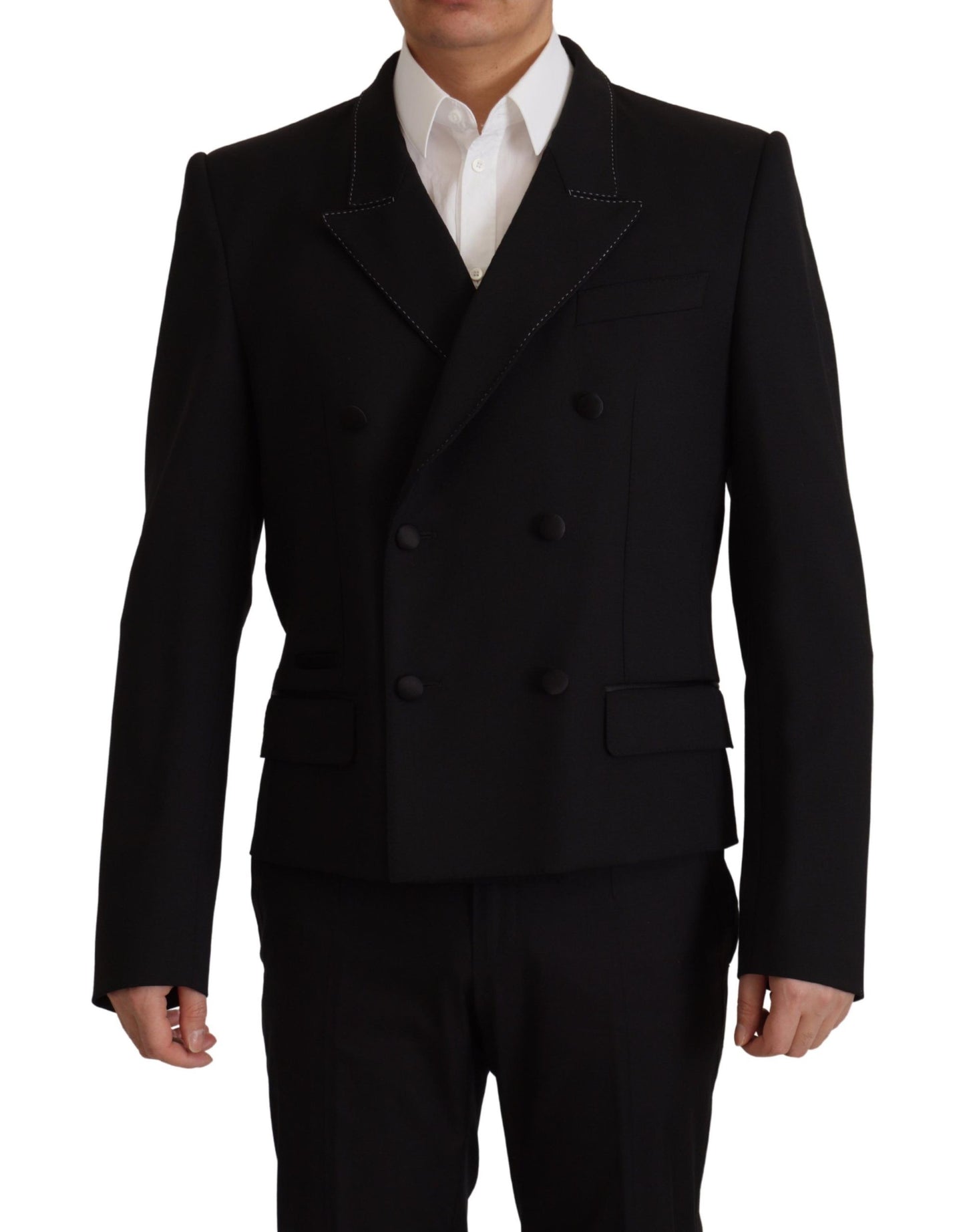 Dolce & Gabbana Men's Black Double Breasted Coat Blazer Jacket