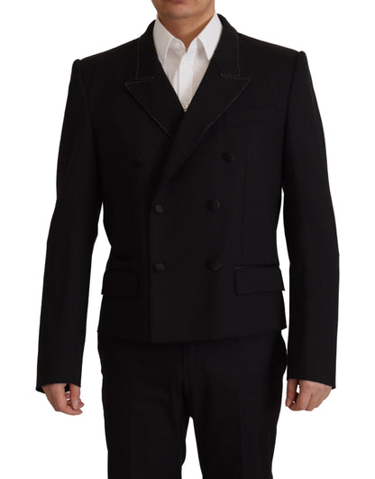 Dolce & Gabbana Men's Black Double Breasted Coat Blazer Jacket