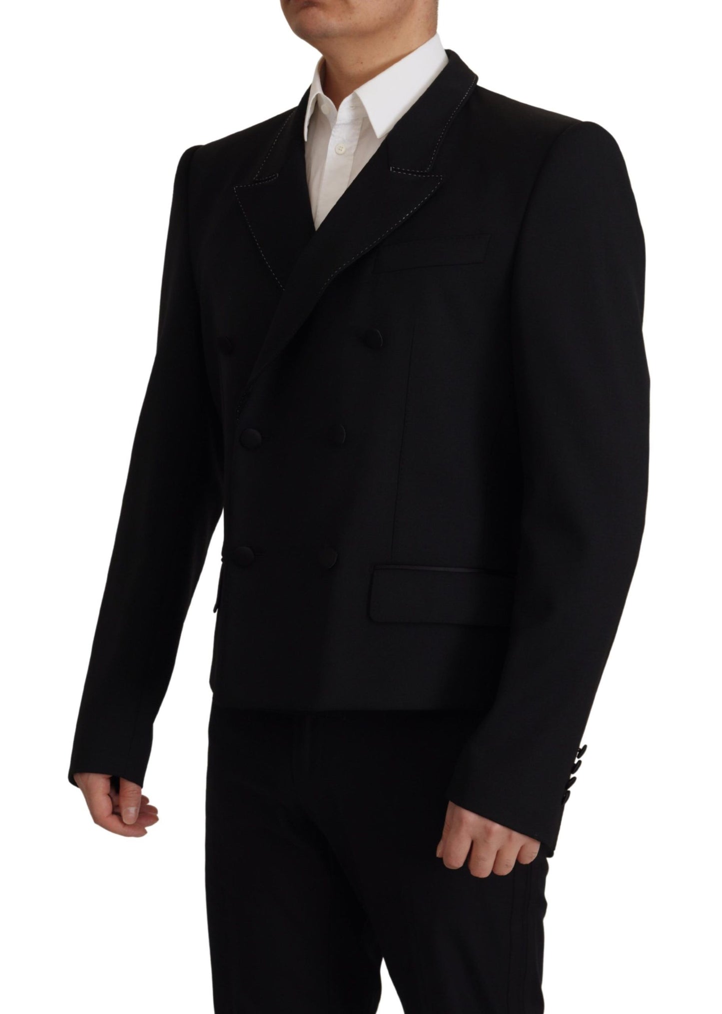 Dolce & Gabbana Men's Black Double Breasted Coat Blazer Jacket