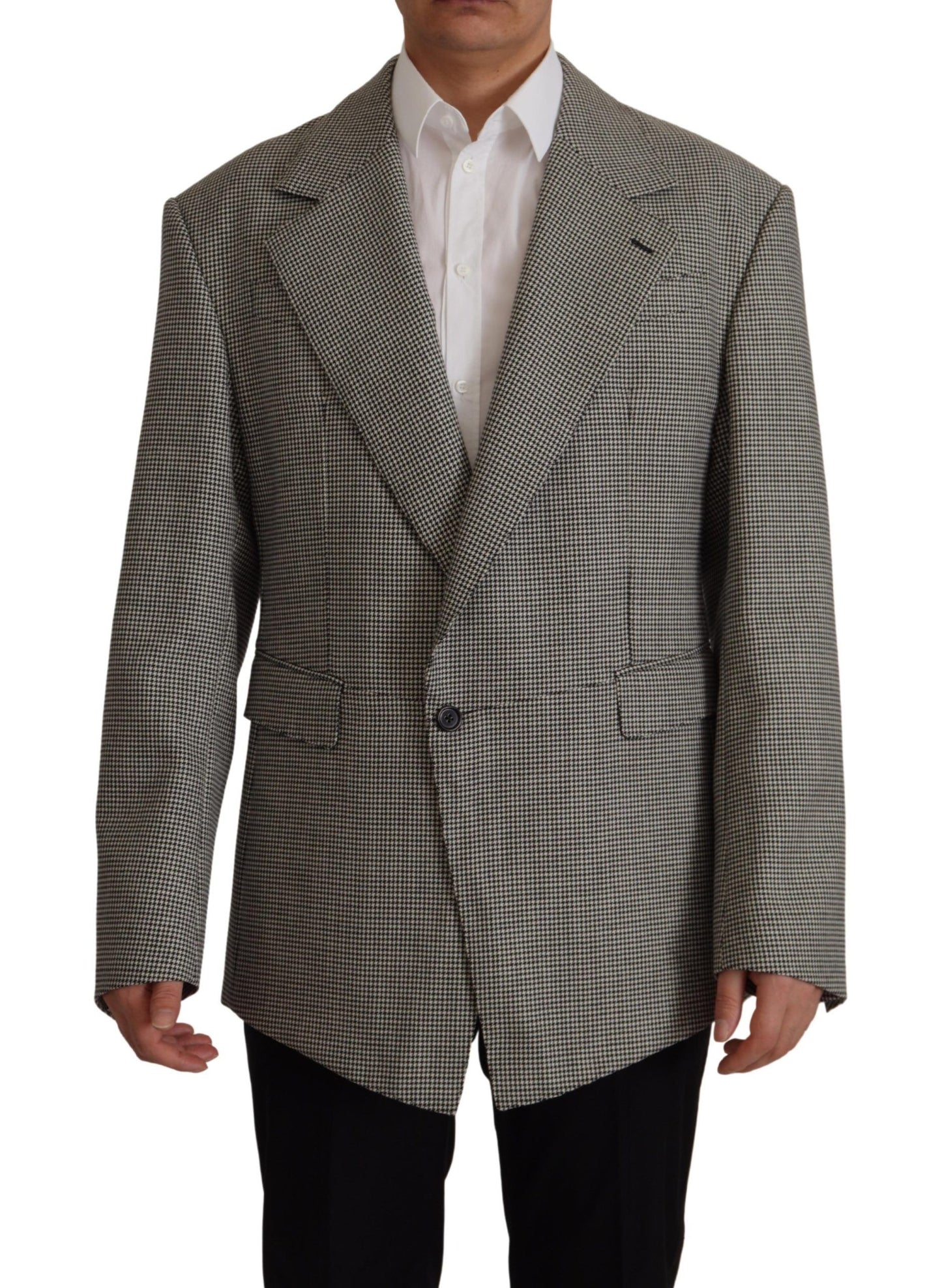 Dolce & Gabbana Men's Grey Checkered Single Breasted Jacket Blazer