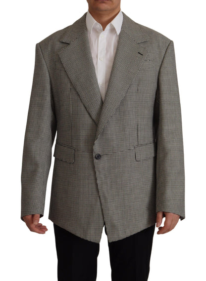 Dolce & Gabbana Men's Grey Checkered Single Breasted Jacket Blazer