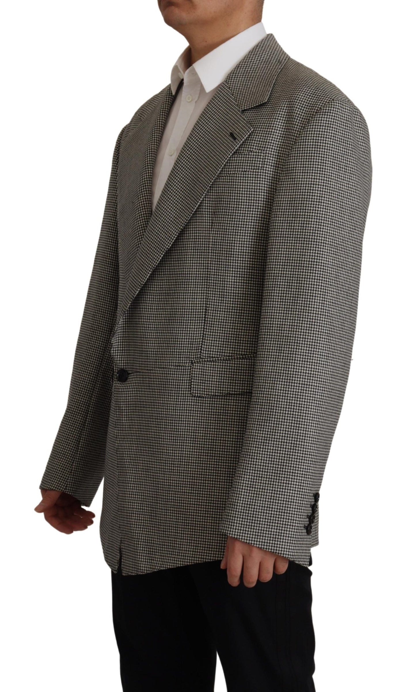 Dolce & Gabbana Men's Grey Checkered Single Breasted Jacket Blazer