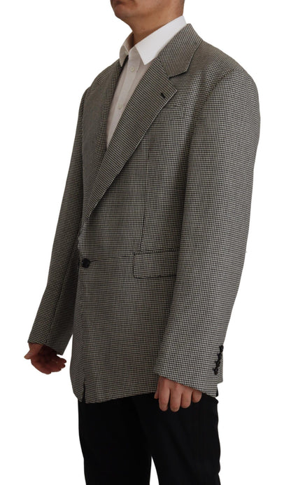 Dolce & Gabbana Men's Grey Checkered Single Breasted Jacket Blazer
