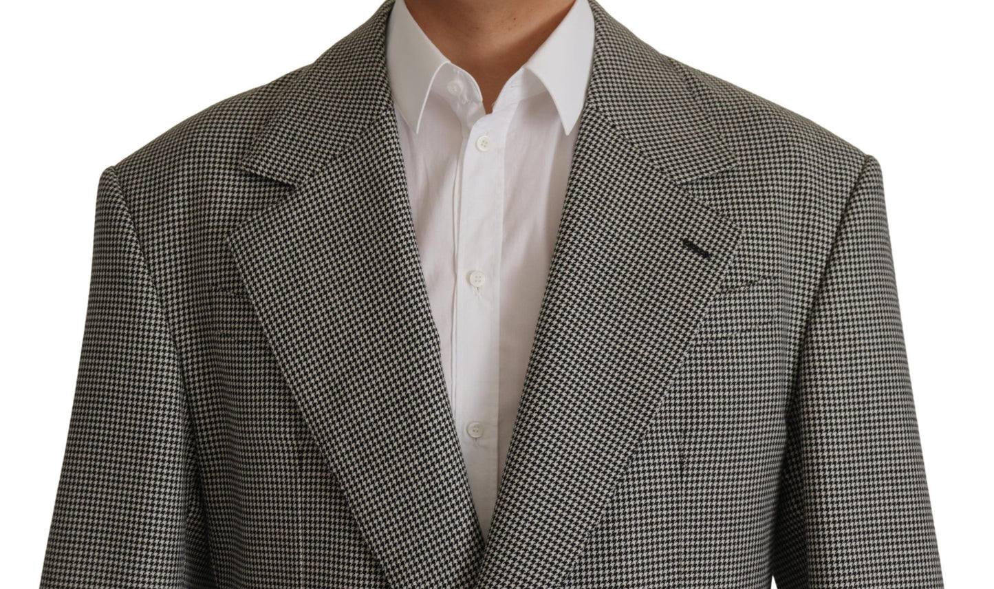 Dolce & Gabbana Men's Grey Checkered Single Breasted Jacket Blazer