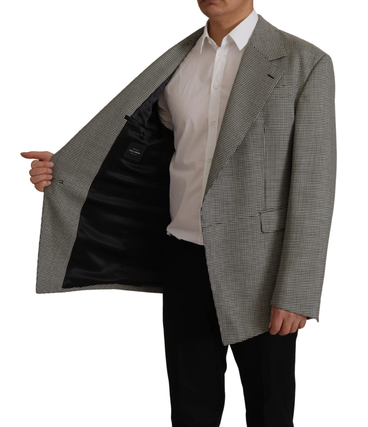 Dolce & Gabbana Men's Grey Checkered Single Breasted Jacket Blazer