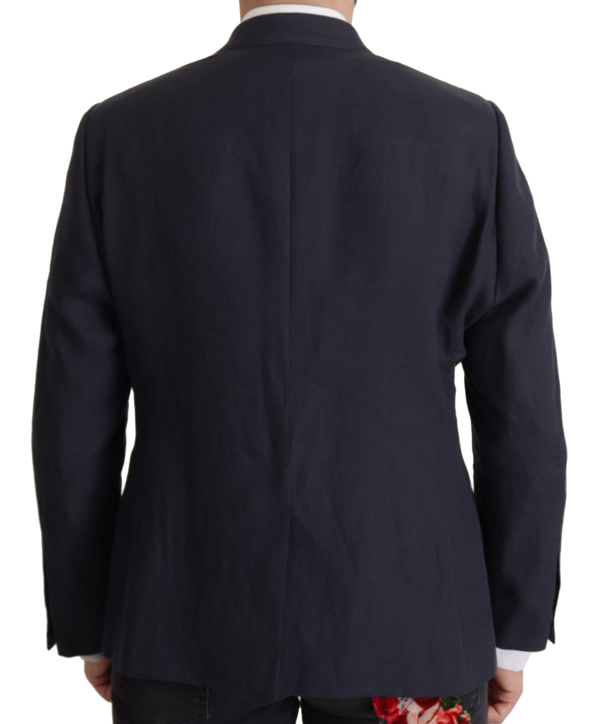 Dolce & Gabbana Alta Sartoria Men's Single Breasted Linen Silk & Cupro Blazer - Dark Blue