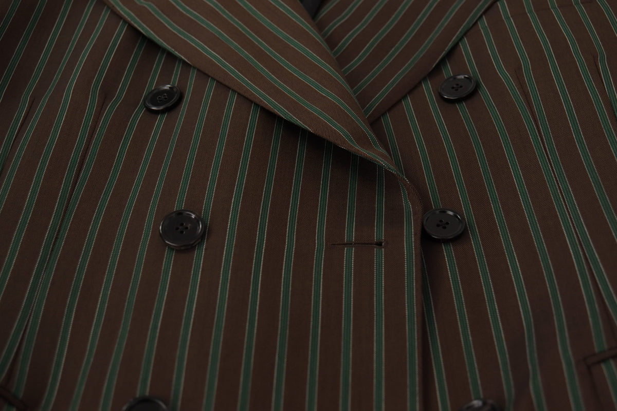 Dolce & Gabbana Men's Double Breasted Wool Blazer - Multicolor Patterned Striped