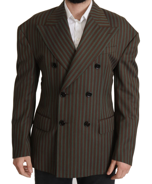 Dolce & Gabbana Men's Double Breasted Wool Blazer - Multicolor Patterned Striped