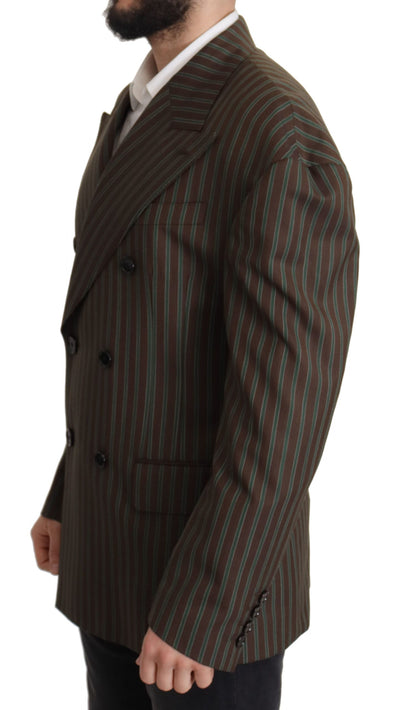 Dolce & Gabbana Men's Double Breasted Wool Blazer - Multicolor Patterned Striped