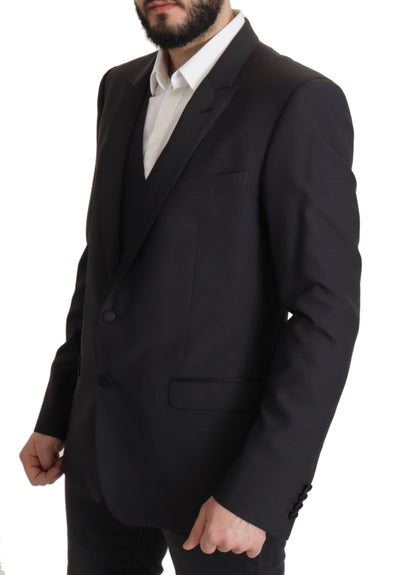Dolce & Gabbana Men's Single Breasted Virgin Wool Silk & Viscose Blazer - Dark Blue