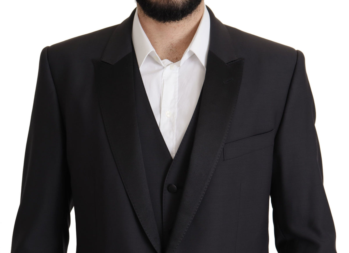 Dolce & Gabbana Men's Single Breasted Virgin Wool Silk & Viscose Blazer - Dark Blue