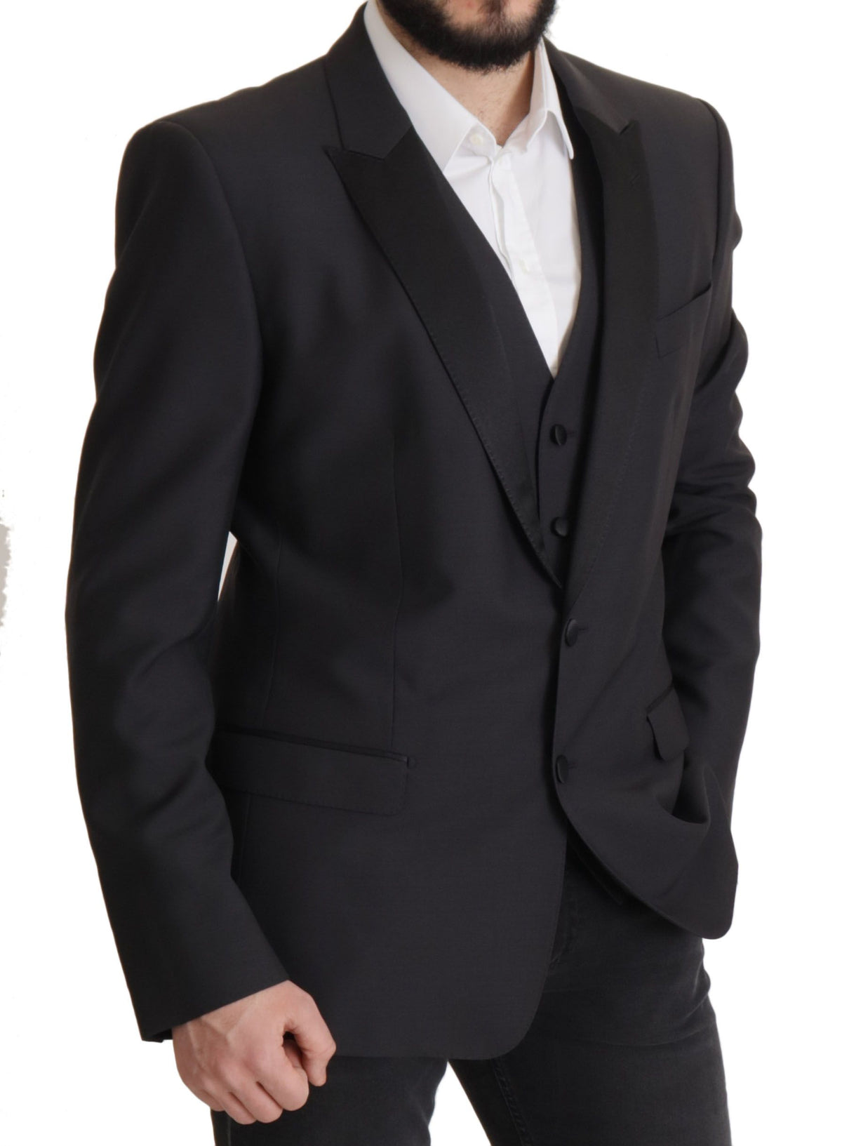 Dolce & Gabbana Men's Single Breasted Virgin Wool Silk & Viscose Blazer - Dark Blue