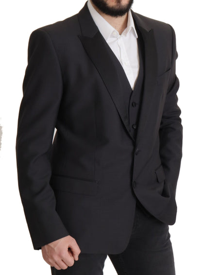 Dolce & Gabbana Men's Single Breasted Virgin Wool Silk & Viscose Blazer - Dark Blue