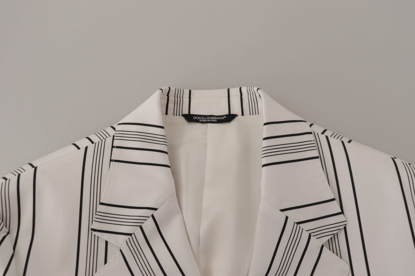Dolce & Gabbana Men's White Stripes Cotton Single Breasted Blazer