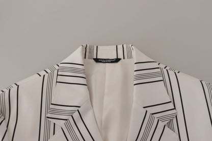 Dolce & Gabbana Men's White Stripes Cotton Single Breasted Blazer