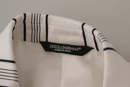 Dolce & Gabbana Men's White Stripes Cotton Single Breasted Blazer