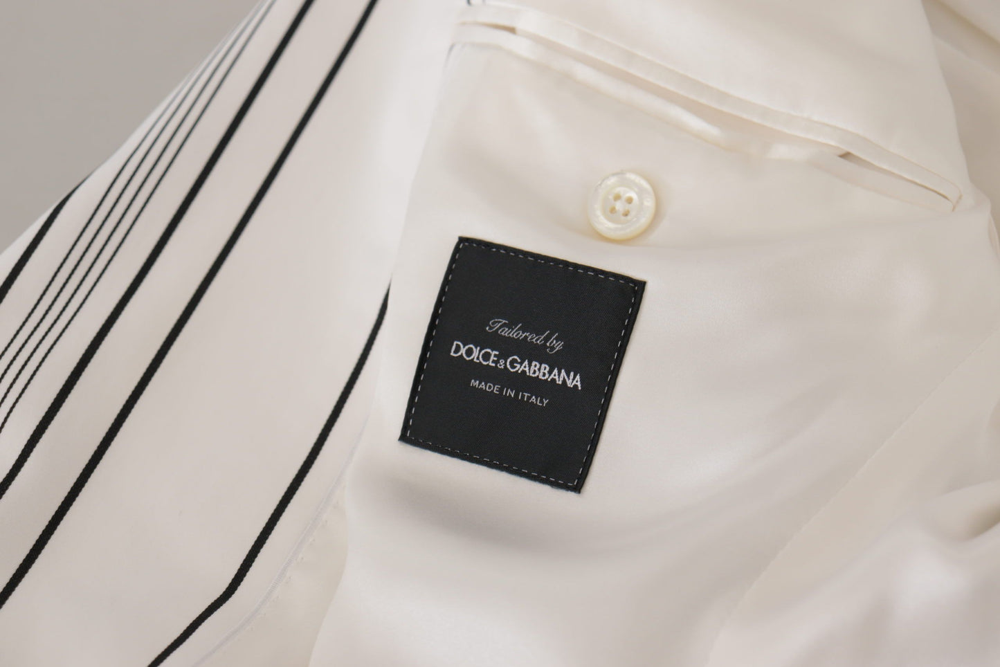Dolce & Gabbana Men's White Stripes Cotton Single Breasted Blazer