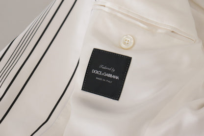 Dolce & Gabbana Men's White Stripes Cotton Single Breasted Blazer