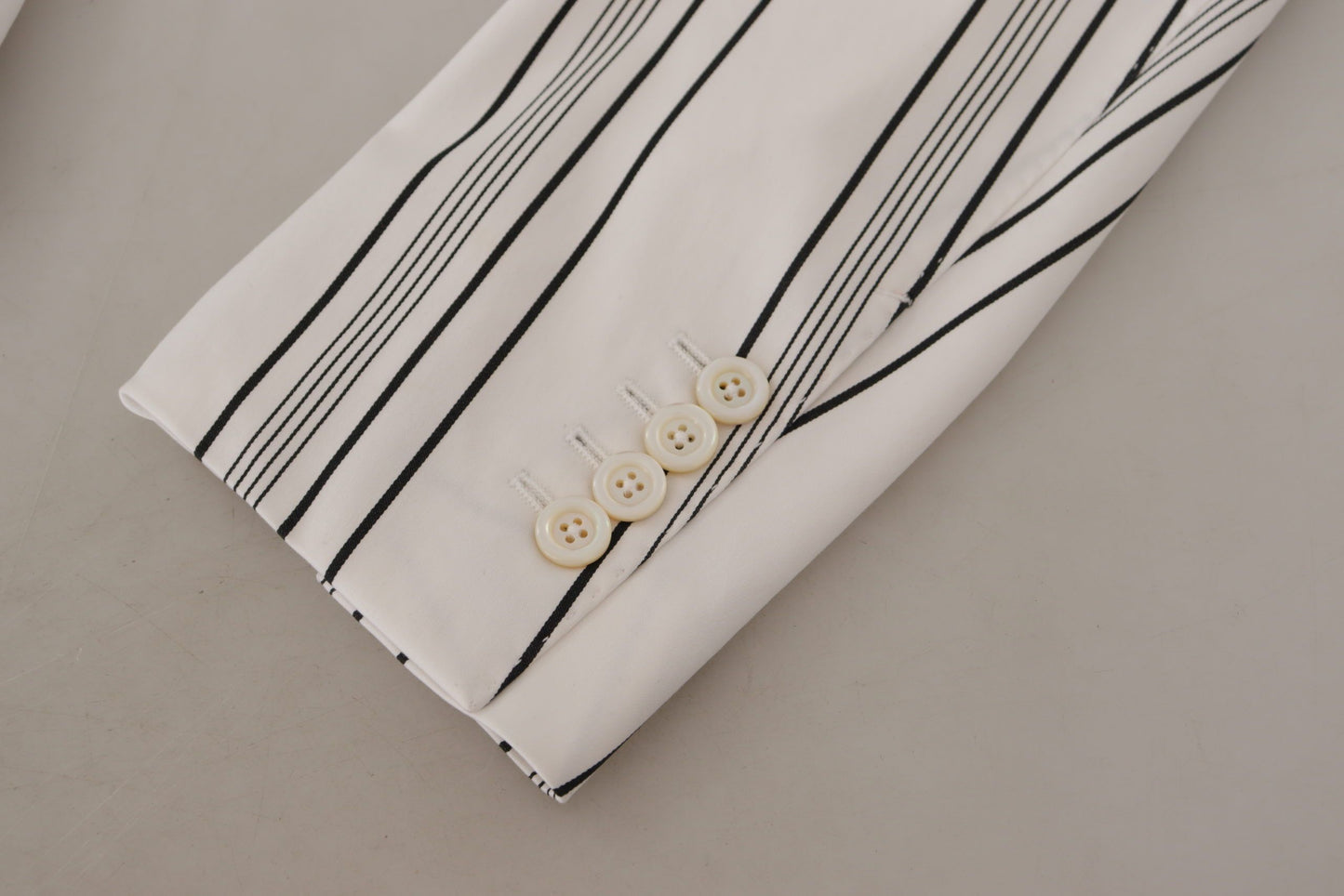 Dolce & Gabbana Men's White Stripes Cotton Single Breasted Blazer