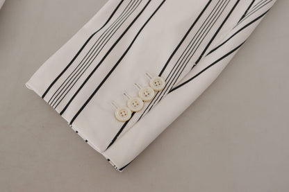 Dolce & Gabbana Men's White Stripes Cotton Single Breasted Blazer