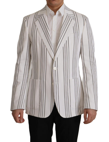 Dolce & Gabbana Men's White Stripes Cotton Single Breasted Blazer