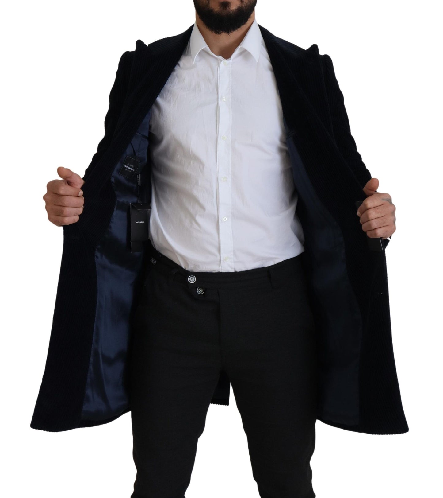 Dolce & Gabbana Men's Black Cotton Cardigan Long Coat Men Jacket