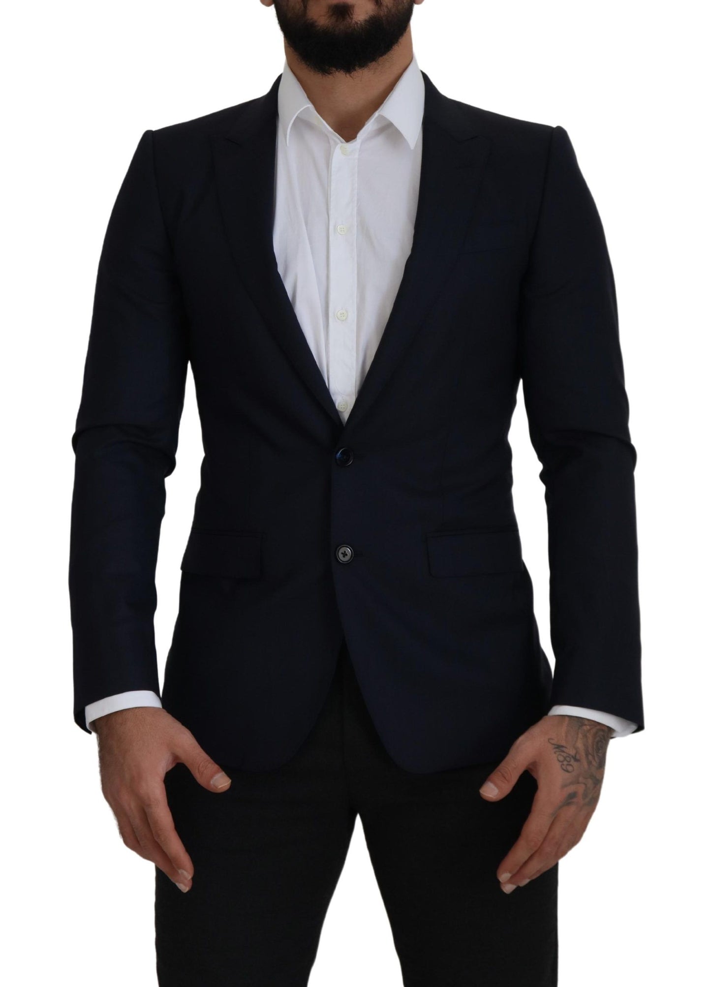 Dolce & Gabbana Men's Black Wool Single Breasted Coat Blazer