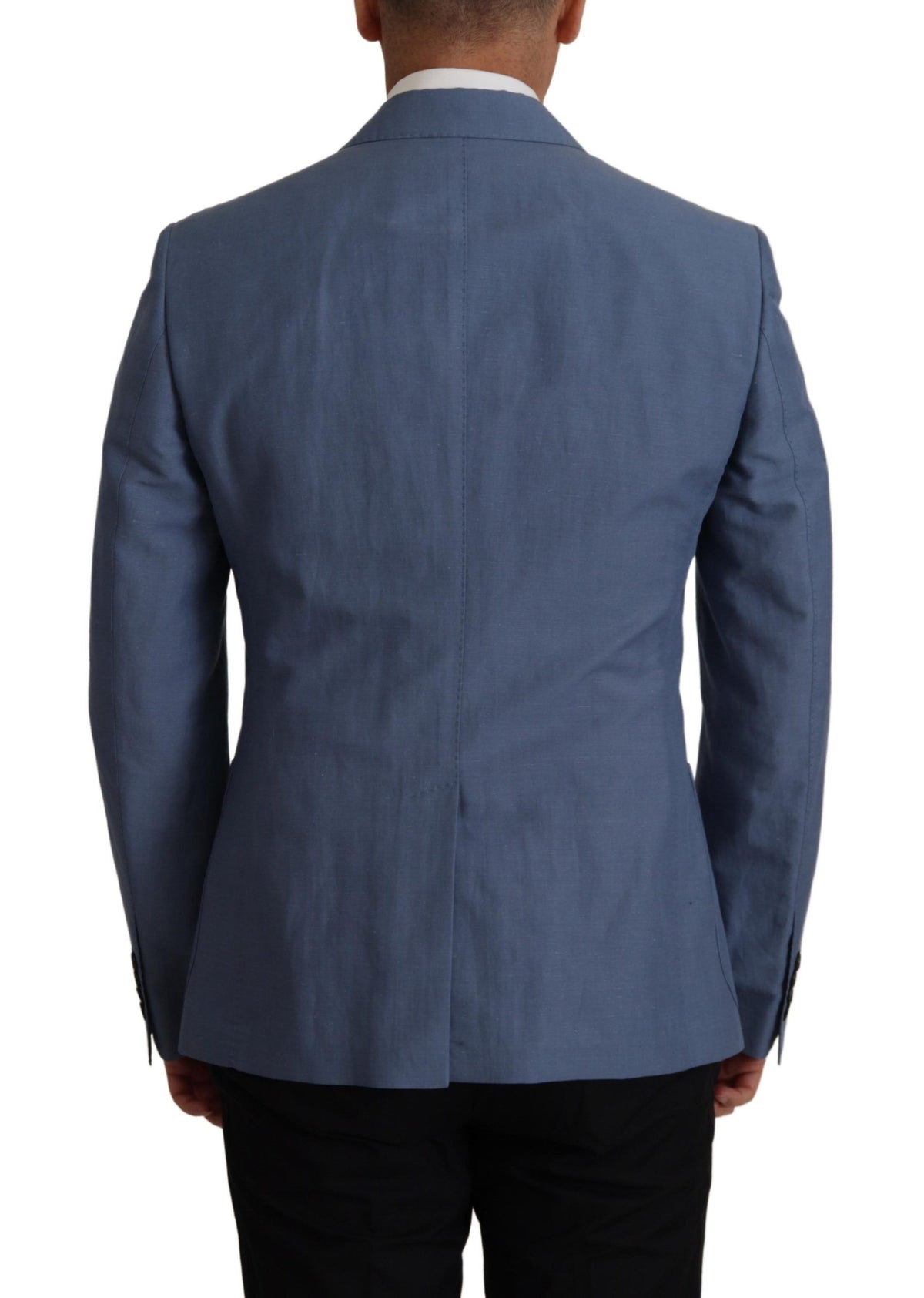 Dolce & Gabbana Men's Single Breasted Cotton Linen & Silk Blazer - Blue