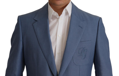 Dolce & Gabbana Men's Single Breasted Cotton Linen & Silk Blazer - Blue
