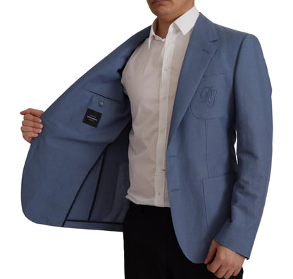 Dolce & Gabbana Men's Single Breasted Cotton Linen & Silk Blazer - Blue