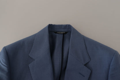 Dolce & Gabbana Men's Single Breasted Cotton Linen & Silk Blazer - Blue