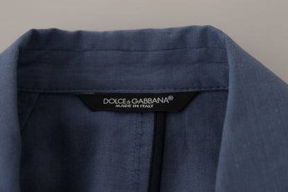 Dolce & Gabbana Men's Single Breasted Cotton Linen & Silk Blazer - Blue