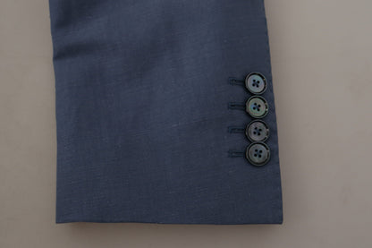 Dolce & Gabbana Men's Blue Single Breasted Logo Blazer Jacket
