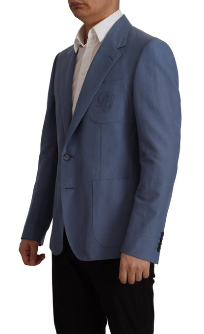 Dolce & Gabbana Men's Single Breasted Cotton Linen & Silk Blazer - Blue