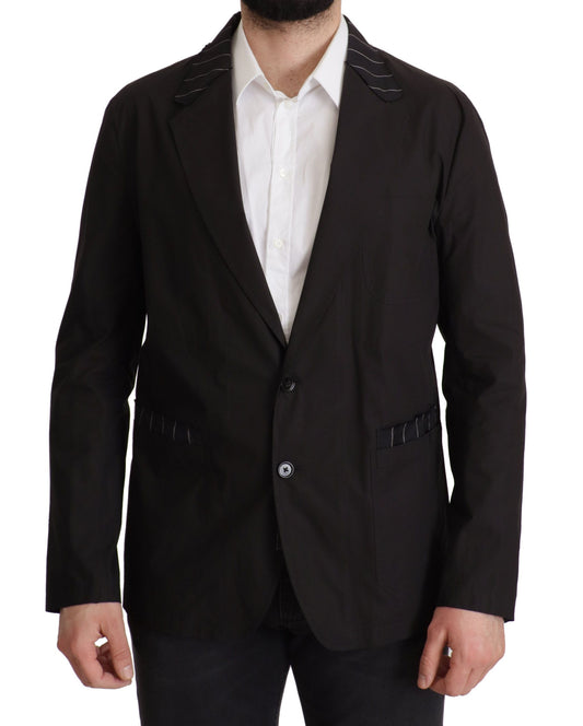 Dolce & Gabbana Men's Single Breasted Virgin Wool & Cotton Blazer - Black