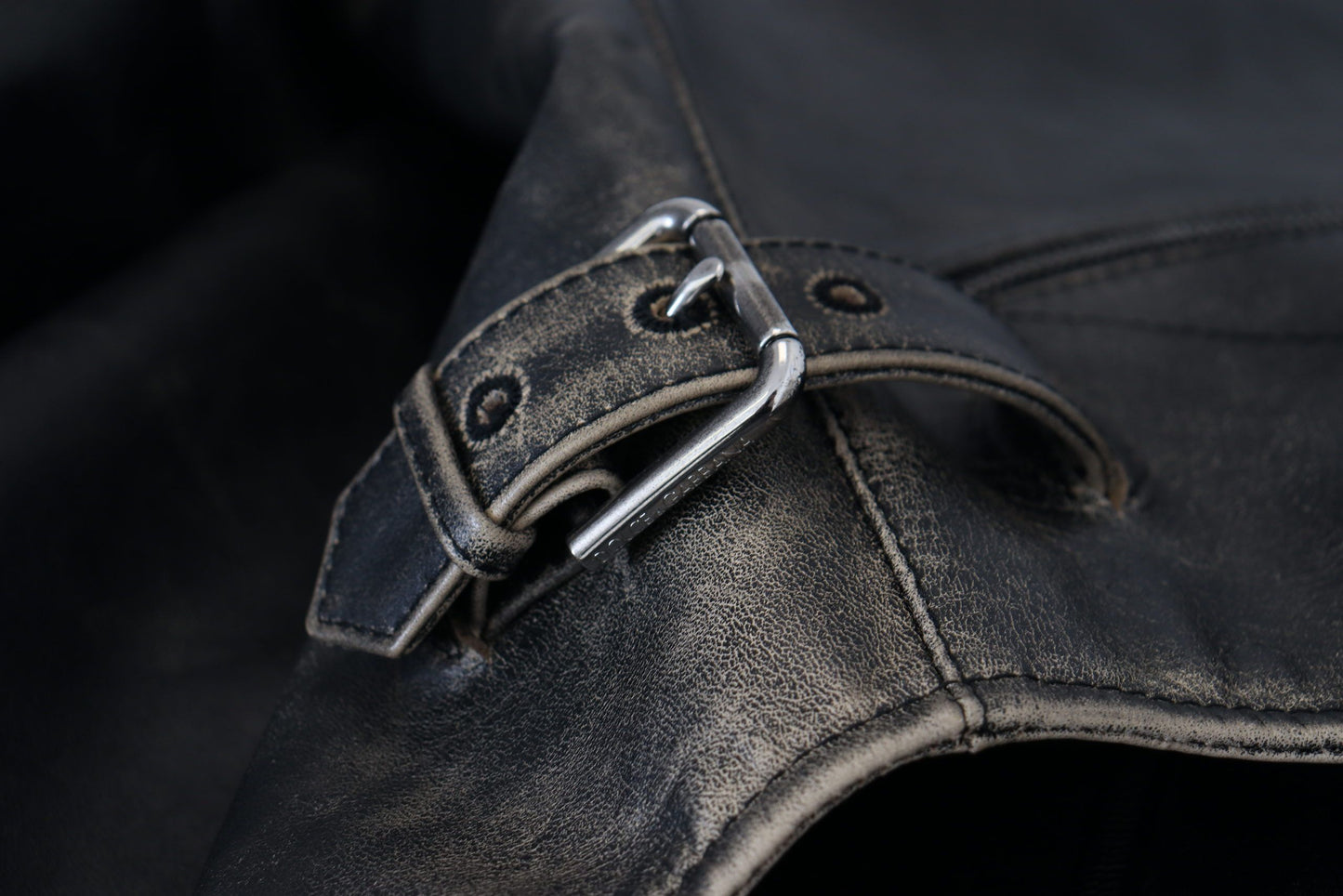 Dolce & Gabbana Men's Elegant Black Leather Jacket with Silver Details