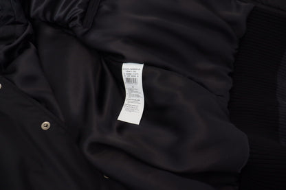 Black Nylon Crystals Coat Buttons Jacket
