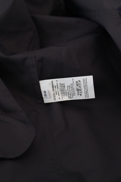 Dolce & Gabbana Blue Hooded Double Breasted Coat Jacket