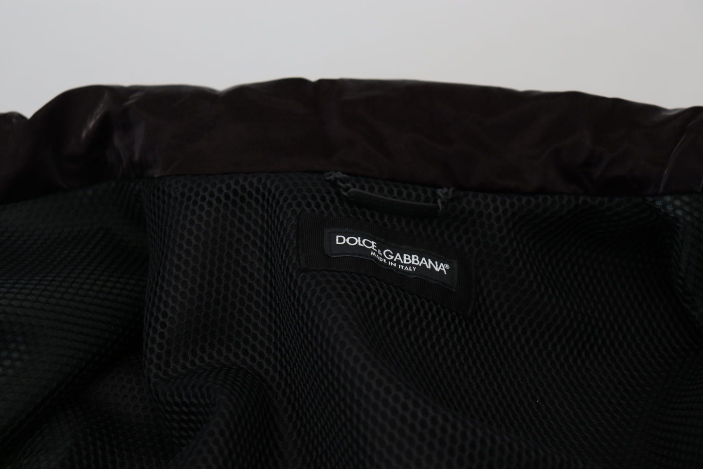 Dolce & Gabbana Bordeaux Nylon Collared Men Coat Jacket