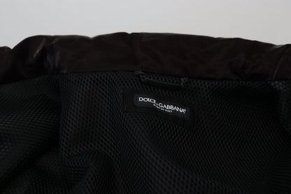 Dolce & Gabbana Bordeaux Nylon Collared Men Coat Jacket