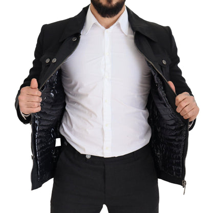 Dolce & Gabbana Men's Elegant Full Zip Black Wool Blend Jacket