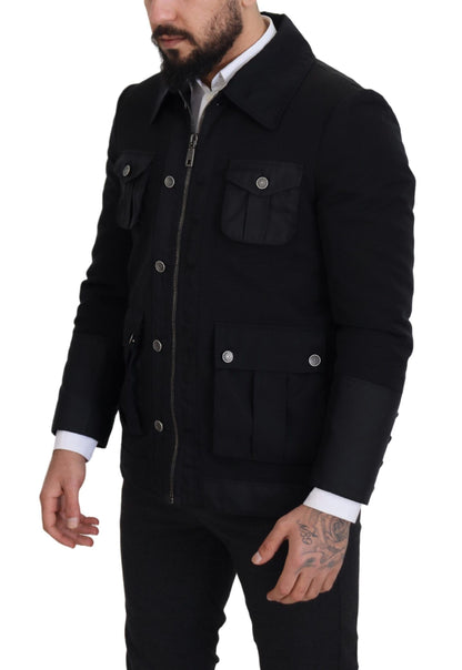 Dolce & Gabbana Men's Elegant Full Zip Black Wool Blend Jacket