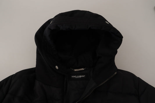 Dolce & Gabbana Men's Elegant Black Hooded Parka Winter Jacket