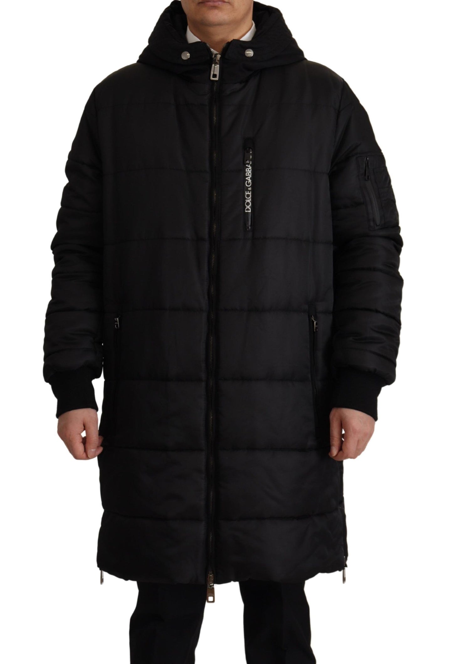Dolce & Gabbana Men's Elegant Black Hooded Parka Winter Jacket