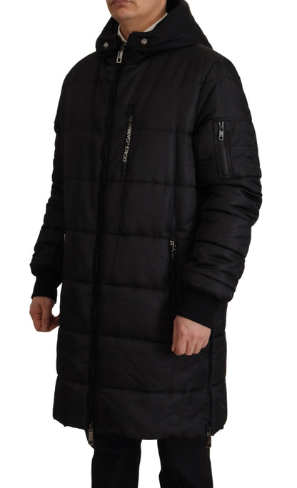 Dolce & Gabbana Men's Elegant Black Hooded Parka Winter Jacket