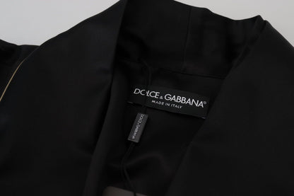 Dolce & Gabbana Black 100% Silk Robe Coat Wrap  Jacket