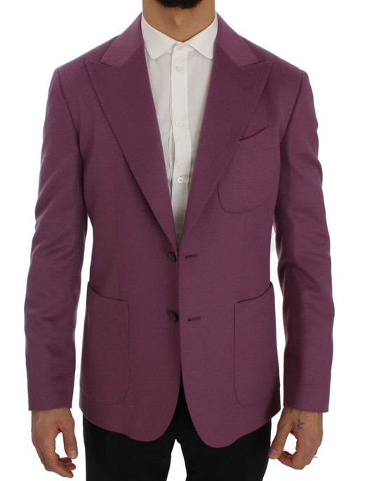 Dolce & Gabbana Men's Single Breasted Cashmere Polyester Rayon & Silk Blazer - Purple