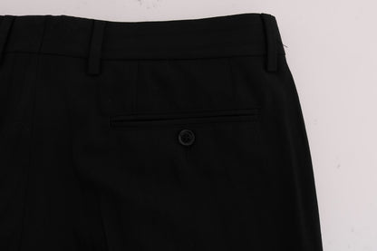 Dolce & Gabbana Black Striped Wool Stretch Dress Pants